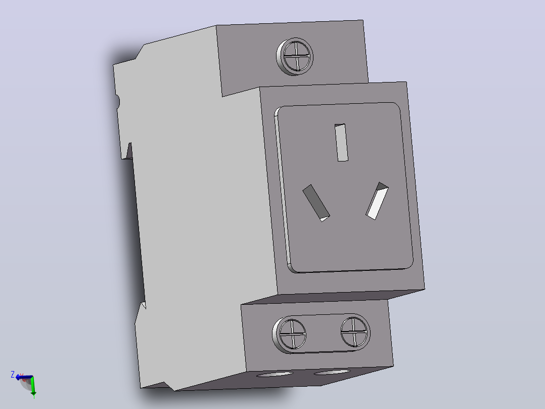 二三插座AC3010A16A卡轨式主视图