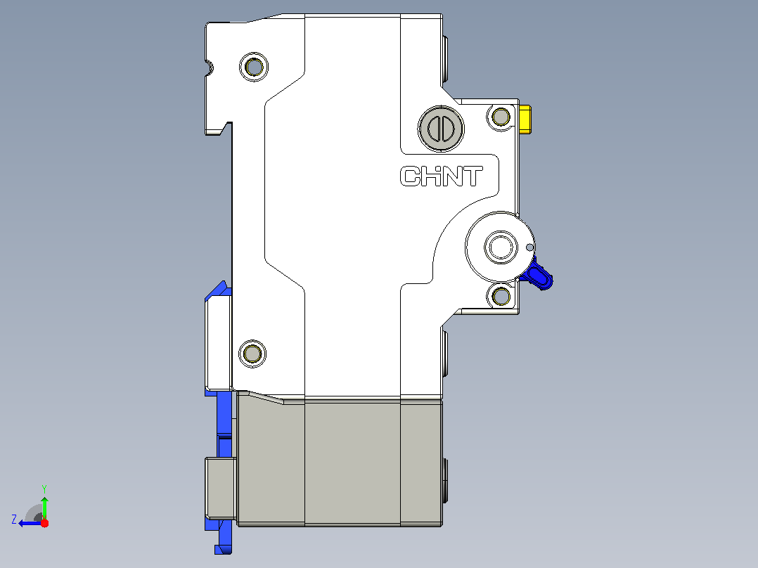 NBPLE-125 1P&amp;N剩余电流动作断路器三维模型202202右视图