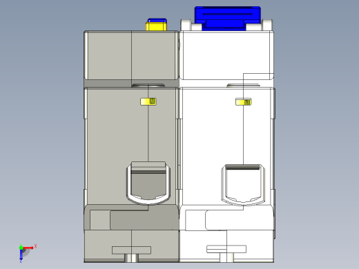 NBPLE-125 1P&amp;N剩余电流动作断路器三维模型202202俯视缩略图