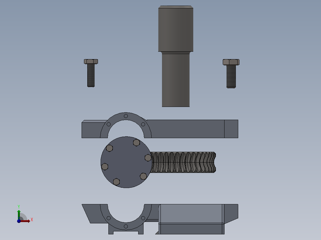 蜗轮蜗杆箱3D图纸 Solidworks设计前视图