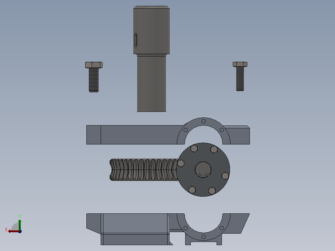 蜗轮蜗杆箱3D图纸 Solidworks设计后视图