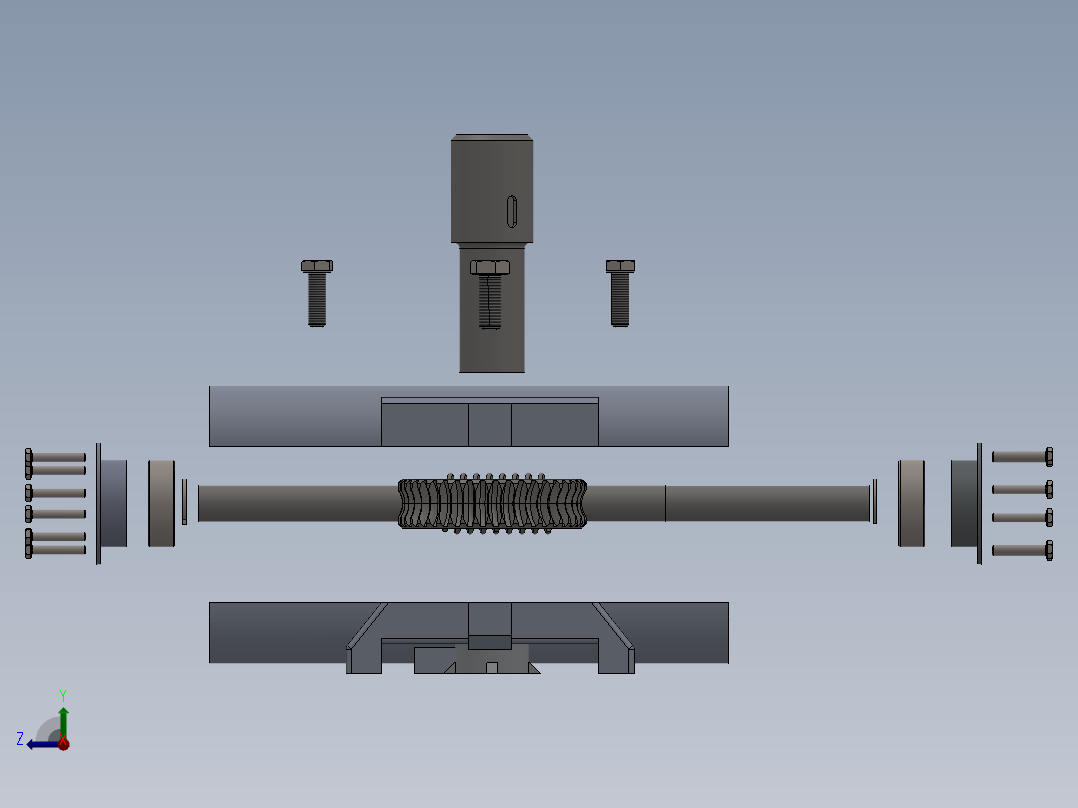 蜗轮蜗杆箱3D图纸 Solidworks设计右视图