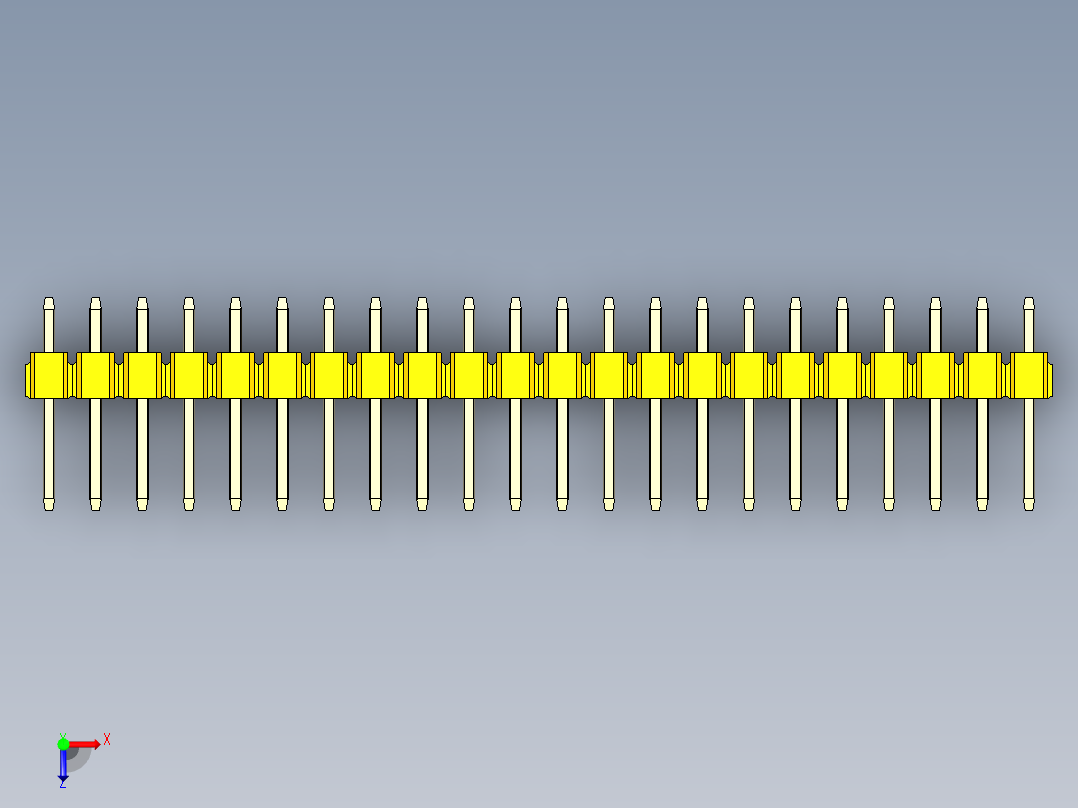 彩色公头100mil（2.54mm）系列-DS1021_yellow_2x22p_100mil_Type1_rev1.0俯视图
