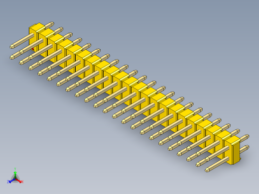 彩色公头100mil（2.54mm）系列-DS1021_yellow_2x22p_100mil_Type1_rev1.0正等轴测缩略图