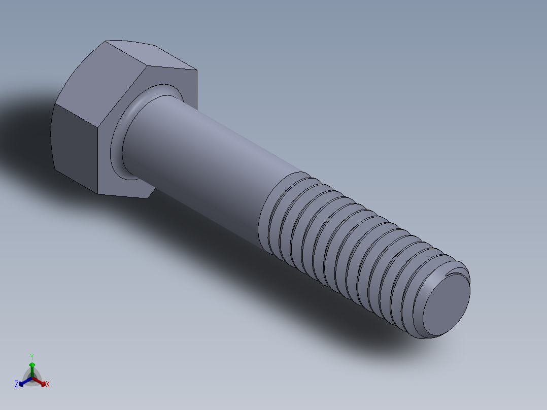 UNC 六角螺栓-Hex Bolt 0.3125-18 x 1.50.SLDPRT正等轴测图