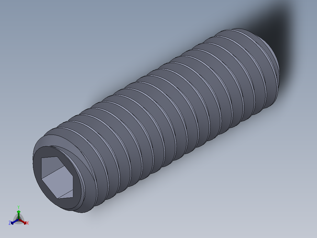 UNC 平头紧定螺钉-UNC SET SCREW 0.3125 x1.000.SLDPRT正等轴测图