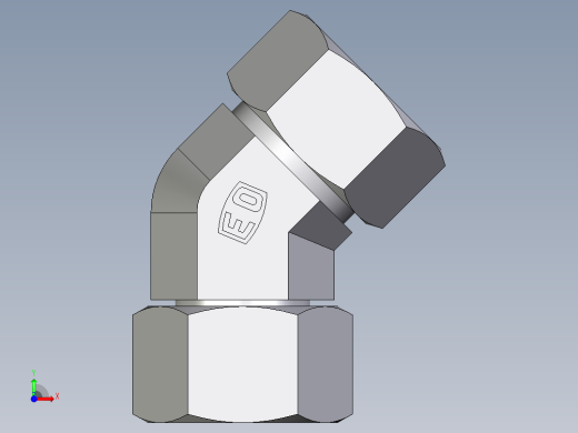 卡套式工业通用硬管接头EO_Swivel_nut_45_deg_elbow_EV22L71前视缩略图