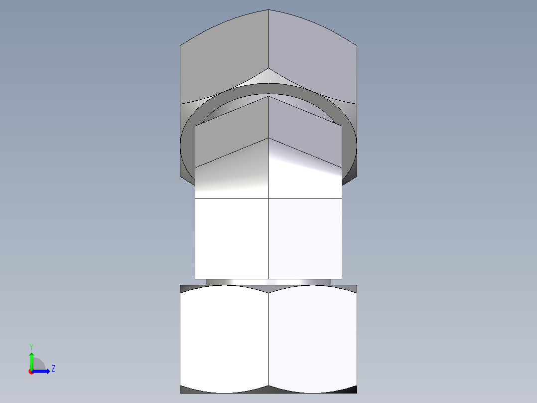 卡套式工业通用硬管接头EO_Swivel_nut_45_deg_elbow_EV22L71左视图