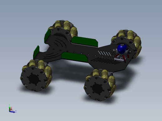 麦克纳姆轮移动小车底盘简易模型3D图纸 STEP格式