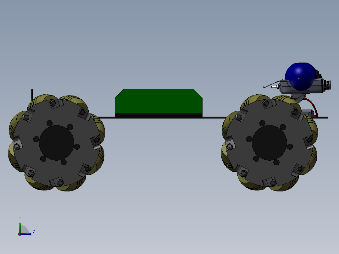 麦克纳姆轮移动小车底盘简易模型3D图纸 STEP格式左视图