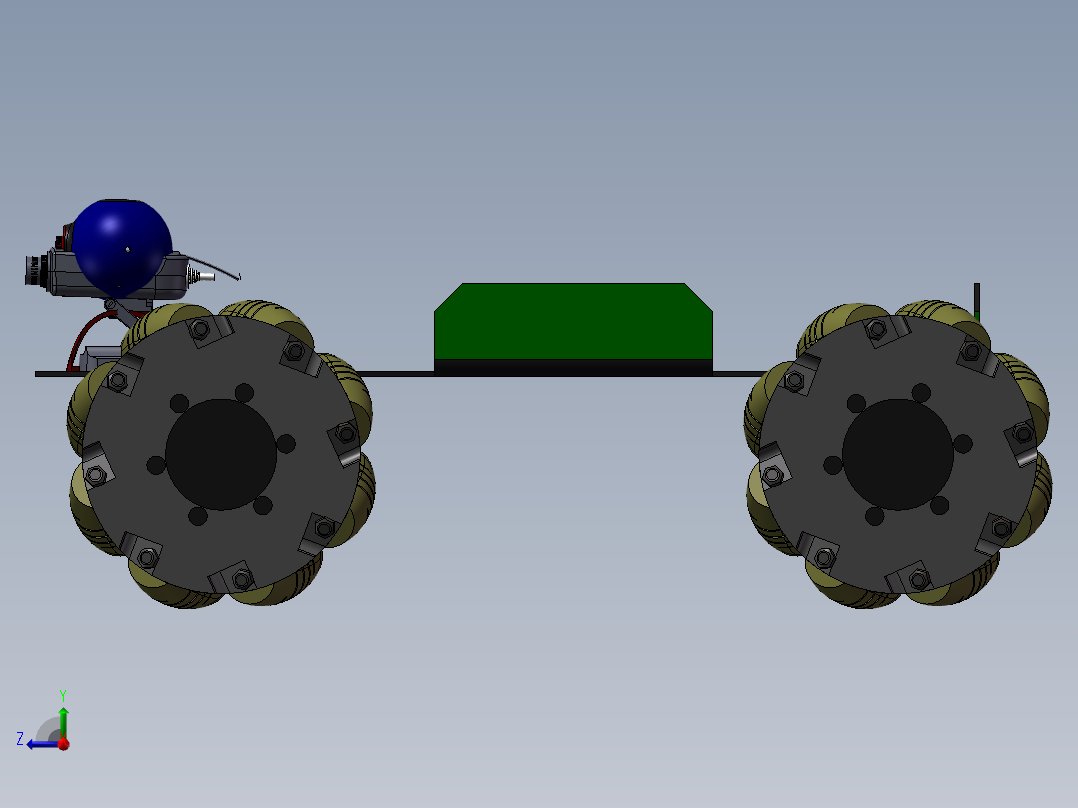 麦克纳姆轮移动小车底盘简易模型3D图纸 STEP格式右视图
