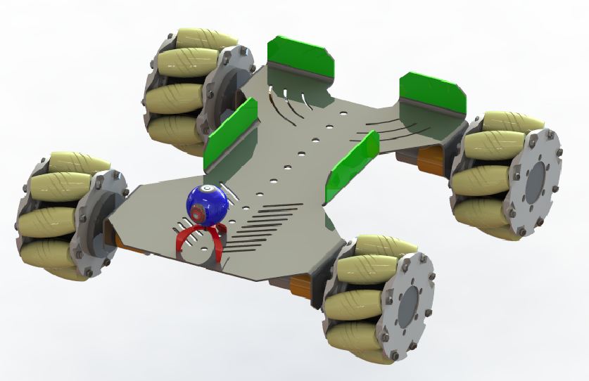 麦克纳姆轮移动小车底盘简易模型3D图纸 STEP格式