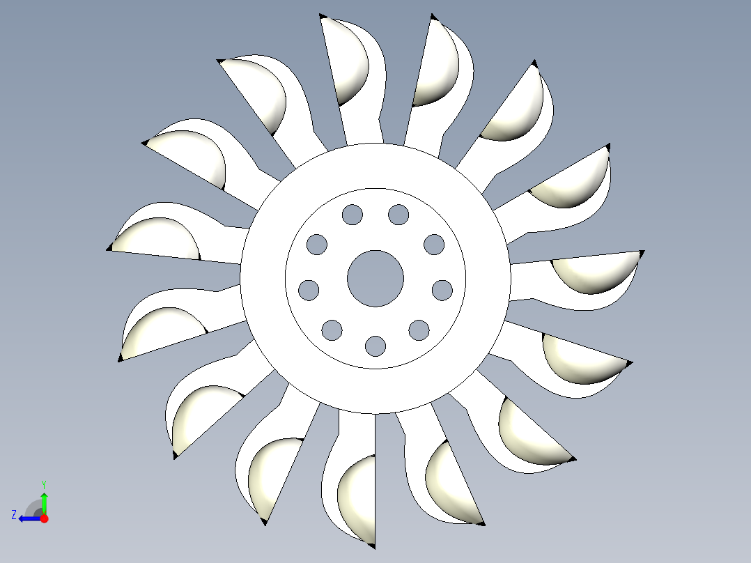 冲击式水轮机叶轮右视图