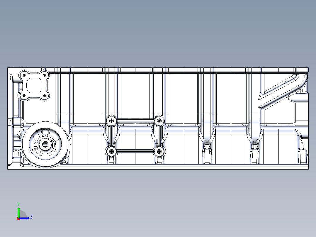 直列式6缸发动机缸体左视图