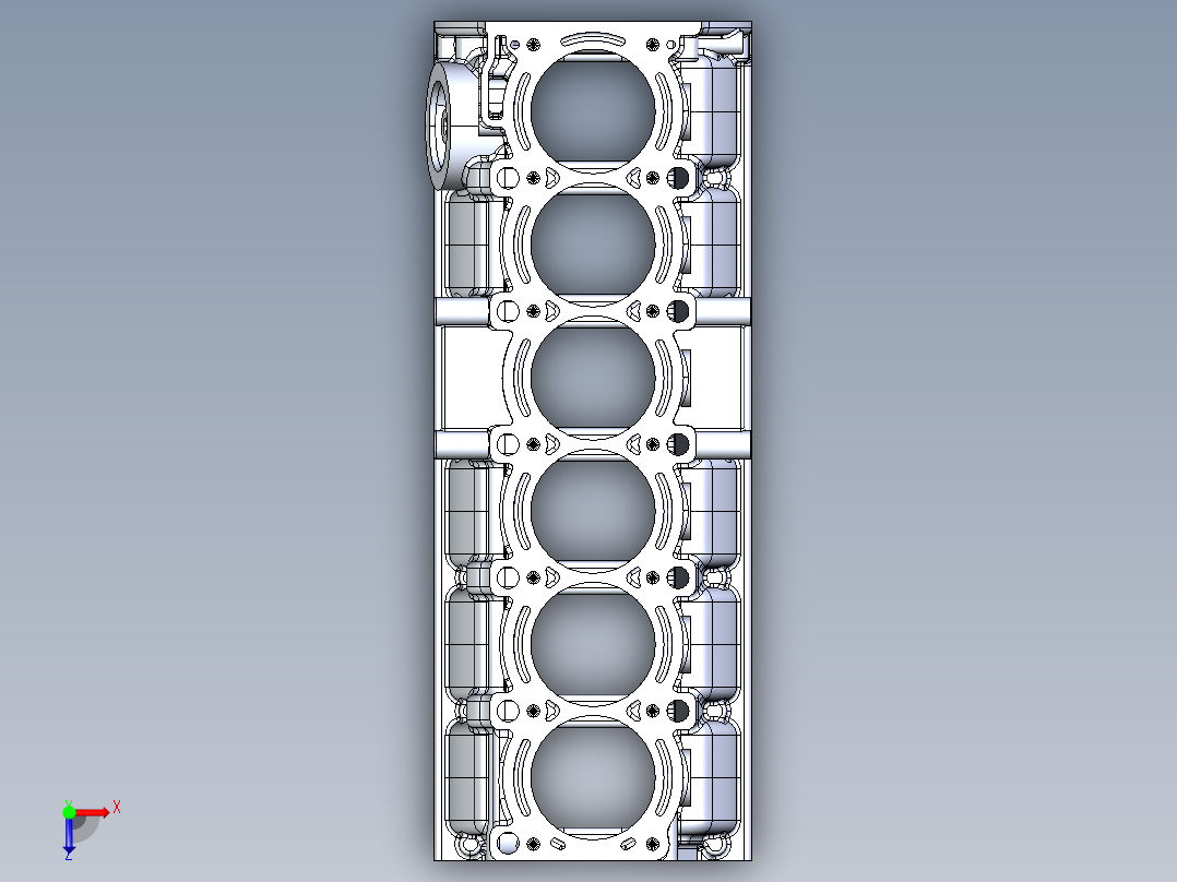 直列式6缸发动机缸体俯视图