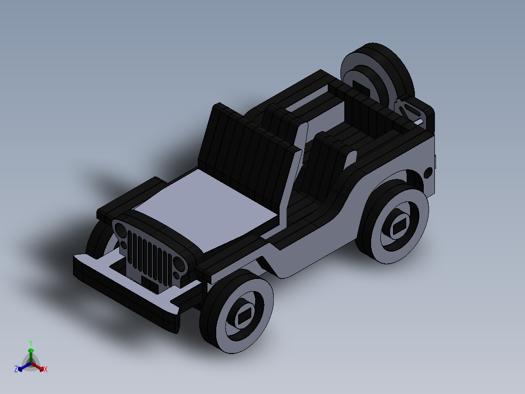 激光下料拼图吉普车AutoCAD, Parasolid, SOLIDWORKS 2016