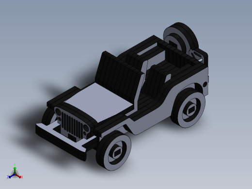 激光下料拼图吉普车AutoCAD, Parasolid, SOLIDWORKS 2016正等轴测缩略图