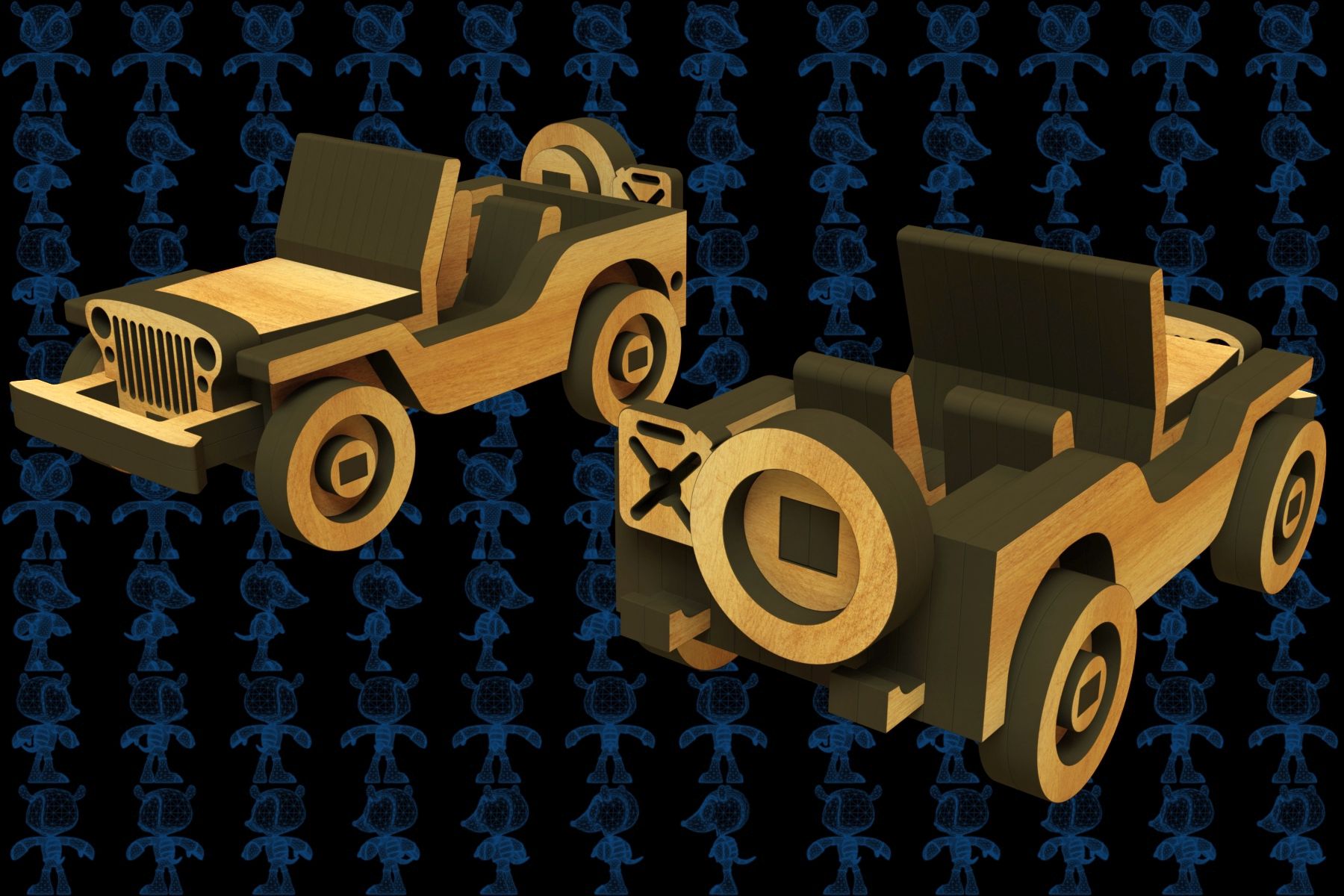 激光下料拼图吉普车AutoCAD, Parasolid, SOLIDWORKS 2016
