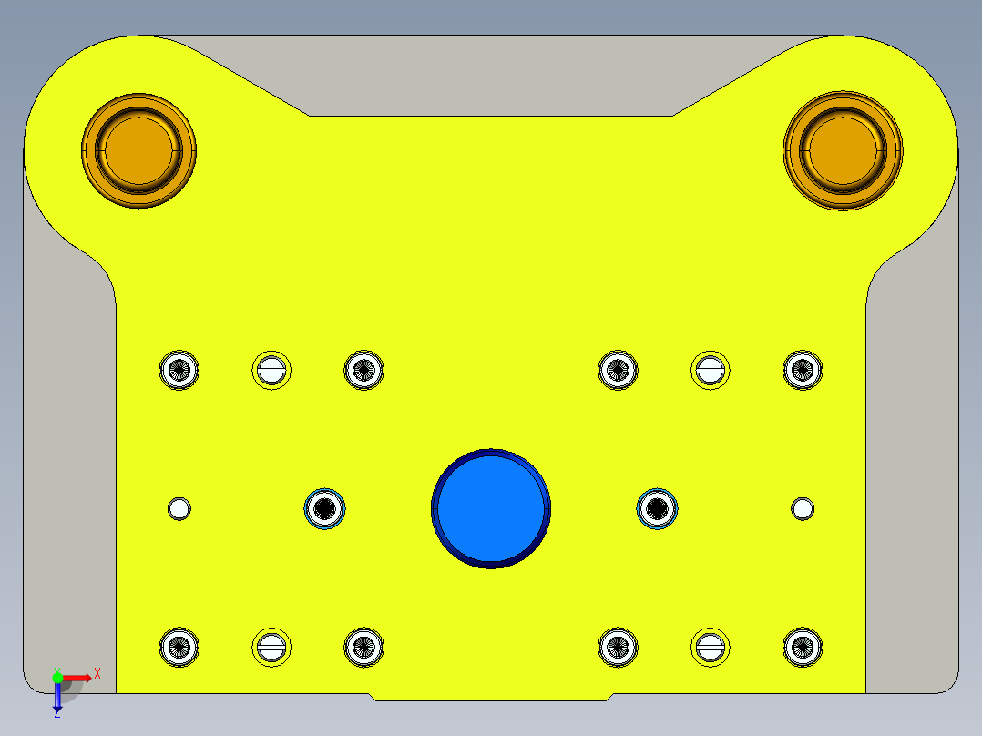 端盖级进模（CAD图+Proe三维）俯视图