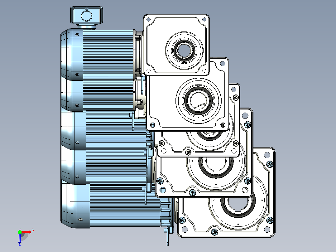 蜗轮蜗杆减速器电机俯视图
