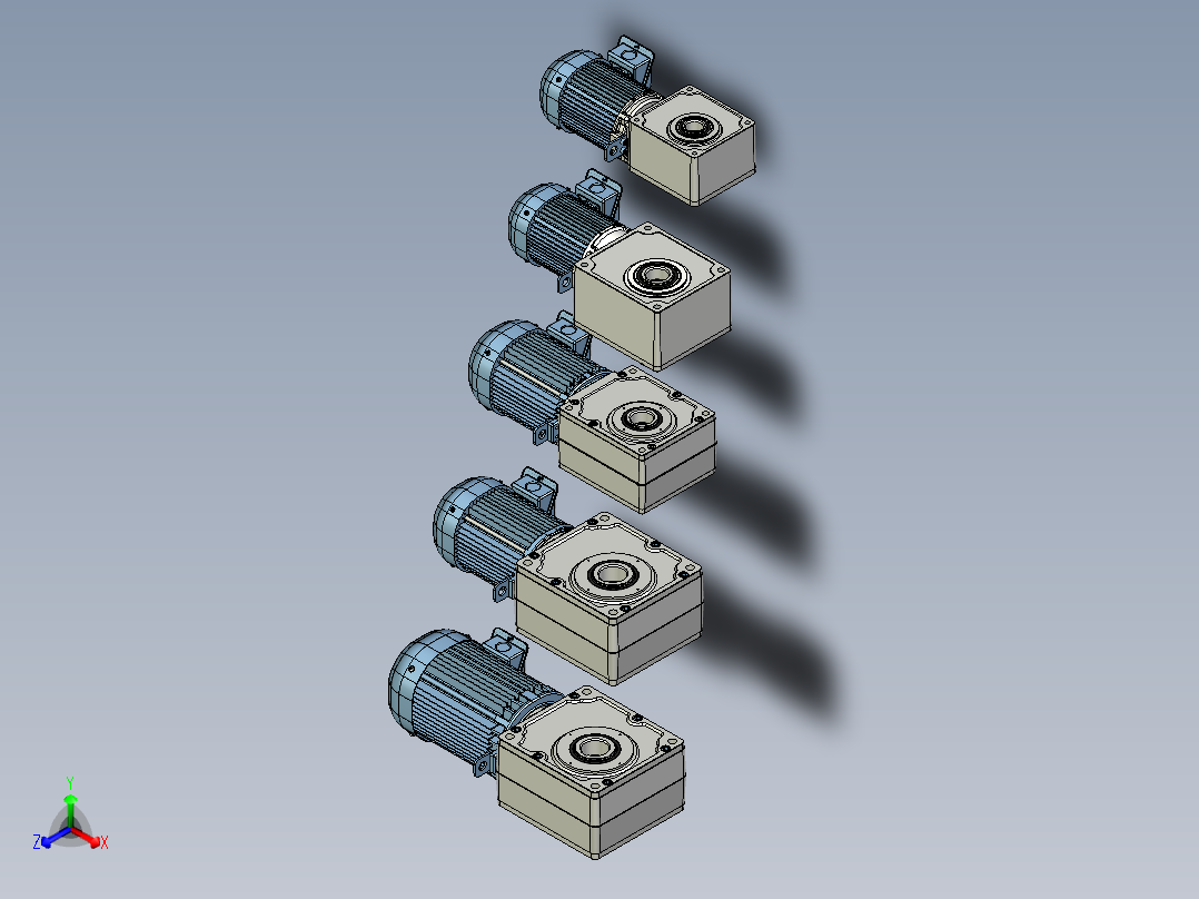 蜗轮蜗杆减速器电机正等轴测图