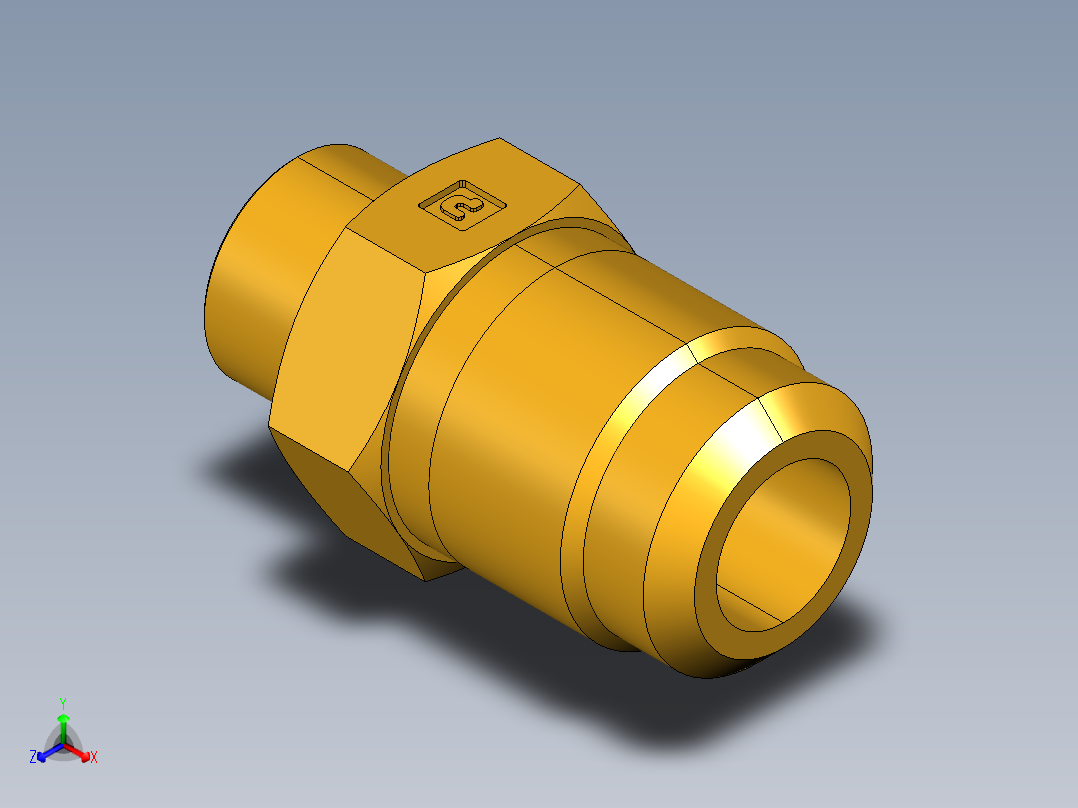 扩口式工业通用硬管接头Flare To Solder 43F-10-8正等轴测图