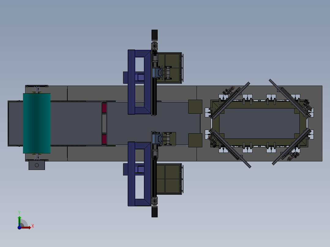 门框自动打包线体sw14可编辑前视图