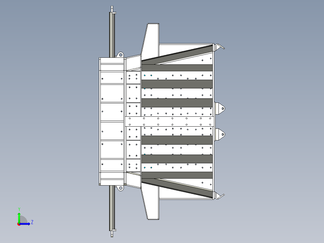 卸料槽及分流杆框架左视图