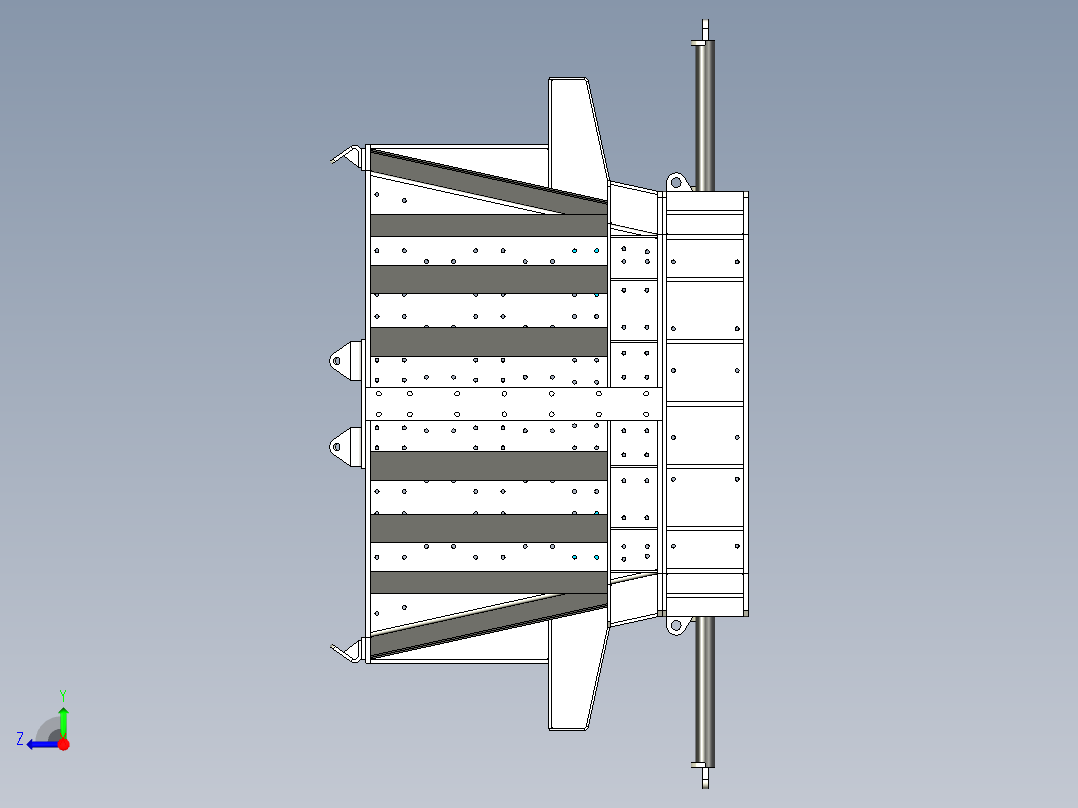 卸料槽及分流杆框架右视图