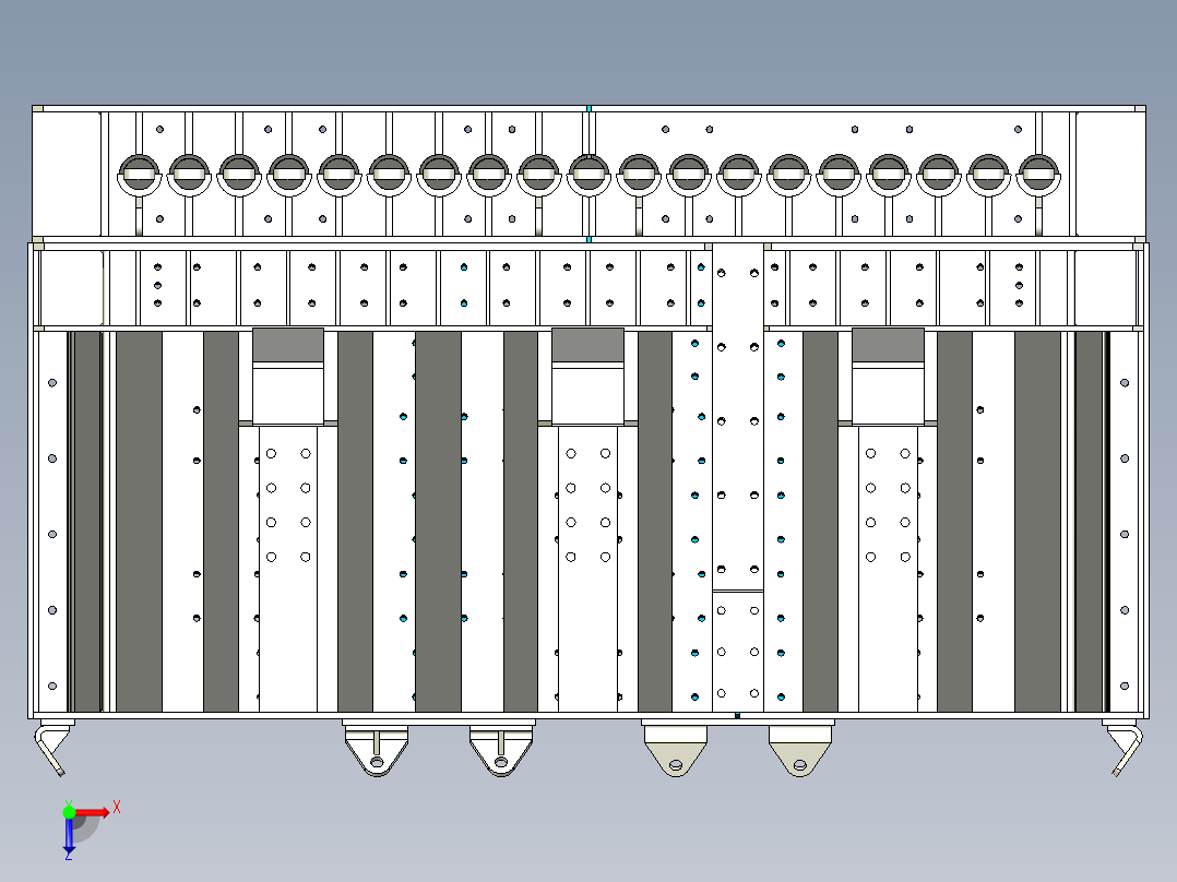 卸料槽及分流杆框架俯视图