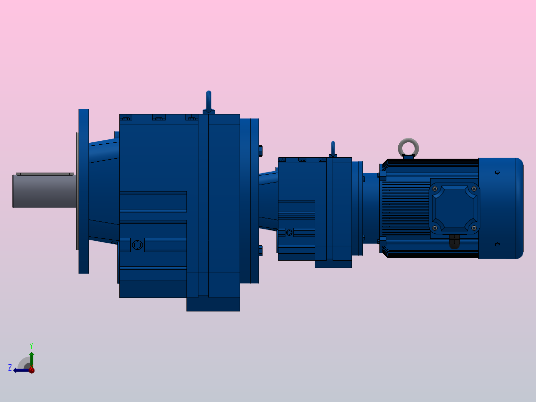 RF107R77法兰轴伸式组合型斜齿轮减速机RF107R77-Y3-4P-100-M1-0°-Φ350右视图