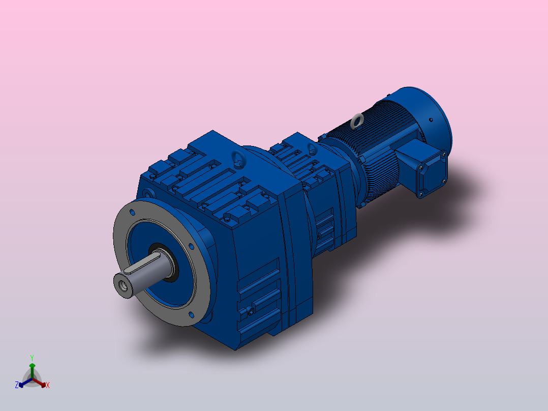 RF107R77法兰轴伸式组合型斜齿轮减速机RF107R77-Y3-4P-100-M1-0°-Φ350正等轴测图