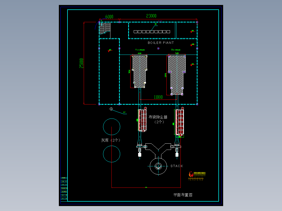 仓泵气力输送平、立面布置电厂现场状况图
