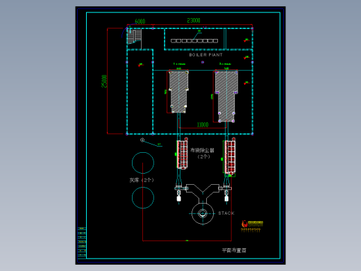 仓泵气力输送平、立面布置电厂现场状况图