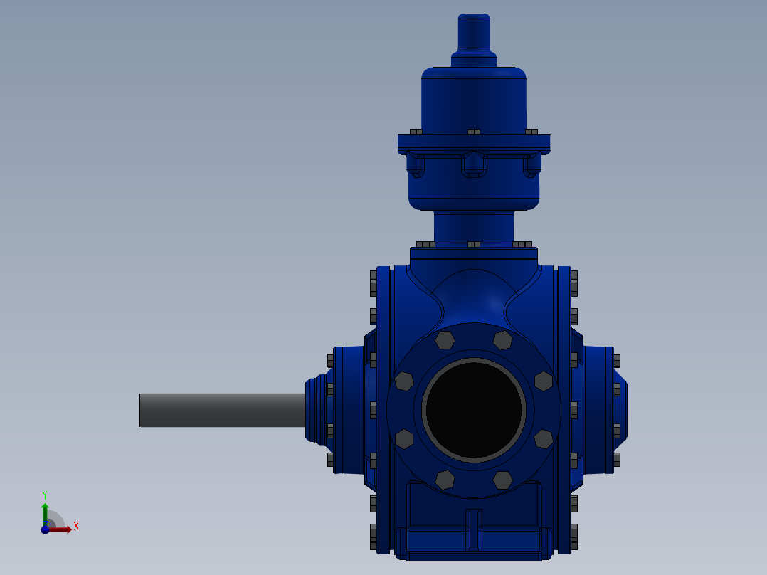 这一个有右旋转，左旋转，法兰和NPT配置泵前视图