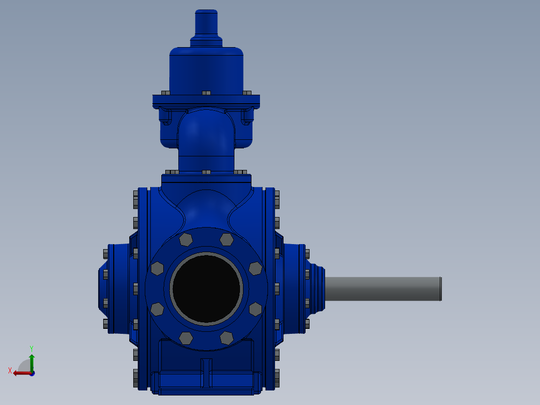 这一个有右旋转，左旋转，法兰和NPT配置泵后视图