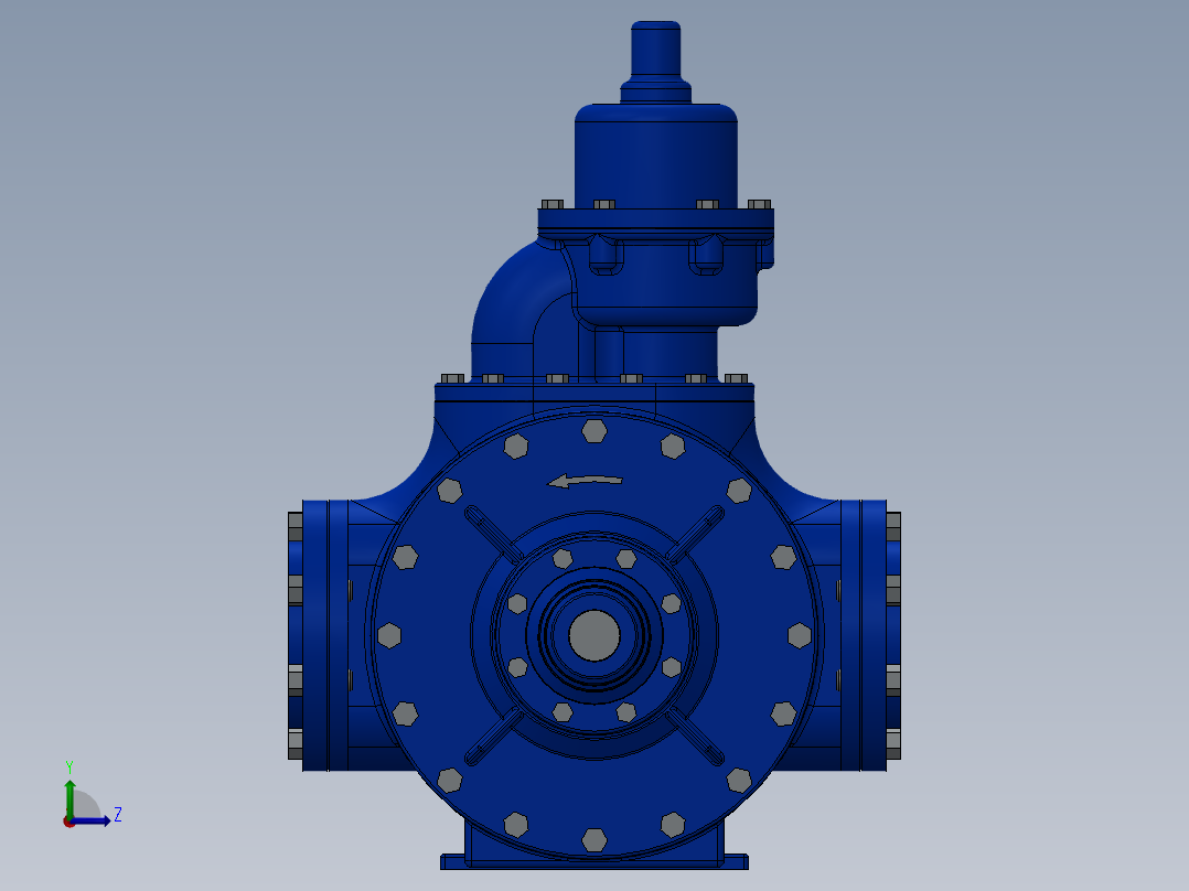 这一个有右旋转，左旋转，法兰和NPT配置泵左视图