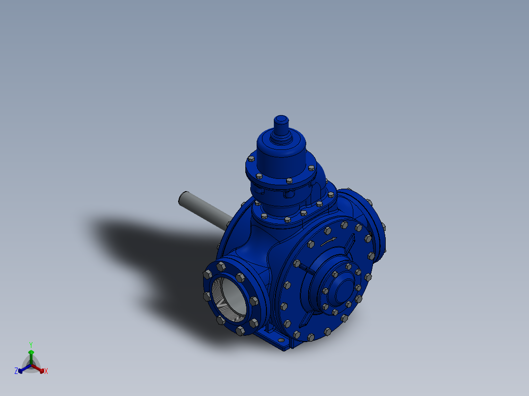 这一个有右旋转，左旋转，法兰和NPT配置泵正等轴测图