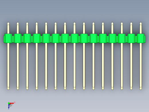 彩色公头100mil（2.54mm）系列-DS1021_green_3x15p_100mil_Type5_rev1.0俯视缩略图