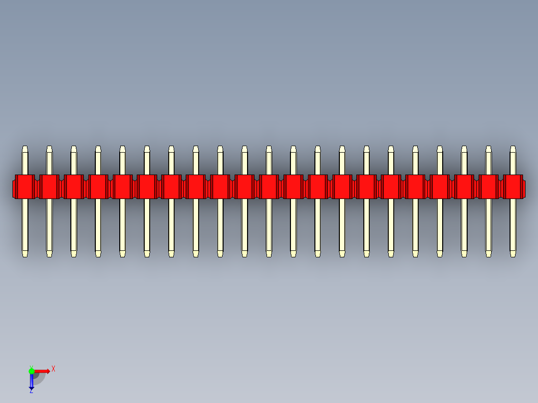彩色公头100mil（2.54mm）系列-DS1021_red_3x21p_100mil_Type1_rev1.0俯视图