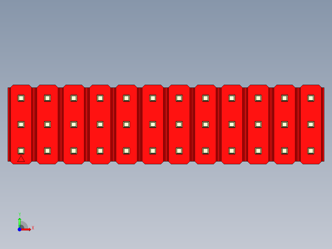 彩色公头100mil（2.54mm）系列-DS1021_red_3x12p_100mil_Type43_rev1.0前视图