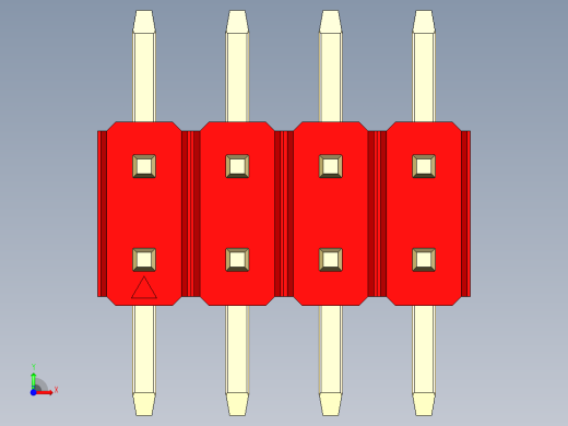彩色公排针 100mil 2.54mm 系列-DS1022_red_08p_100mil_TypeSMT_rev1.0前视缩略图