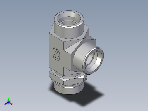 卡套式工业通用硬管接头EO_Adjustable_locknut_run_tee_LEE30SMOMDCF正等轴测缩略图