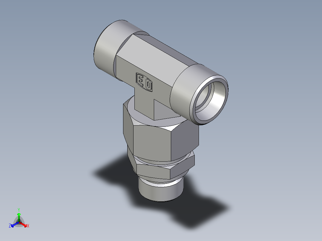 卡套式工业通用硬管接头EO_Assembled_adjustable_standpipe_branch_tee_EVT15LMOMD71主视图