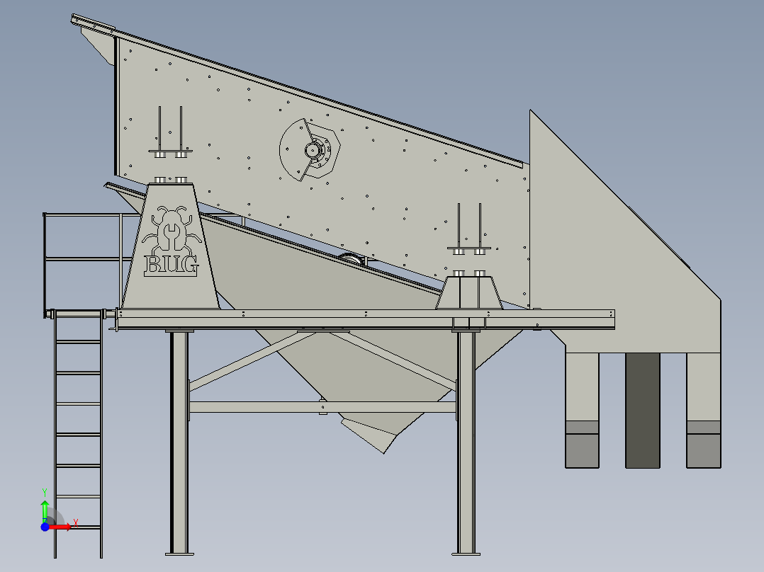 Vibrating Screen 1200X4000X3振动筛系统前视图