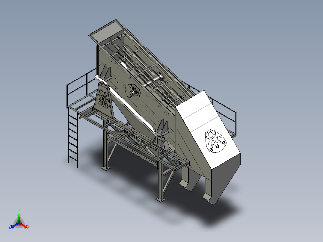 Vibrating Screen 1200X4000X3振动筛系统正等轴测图