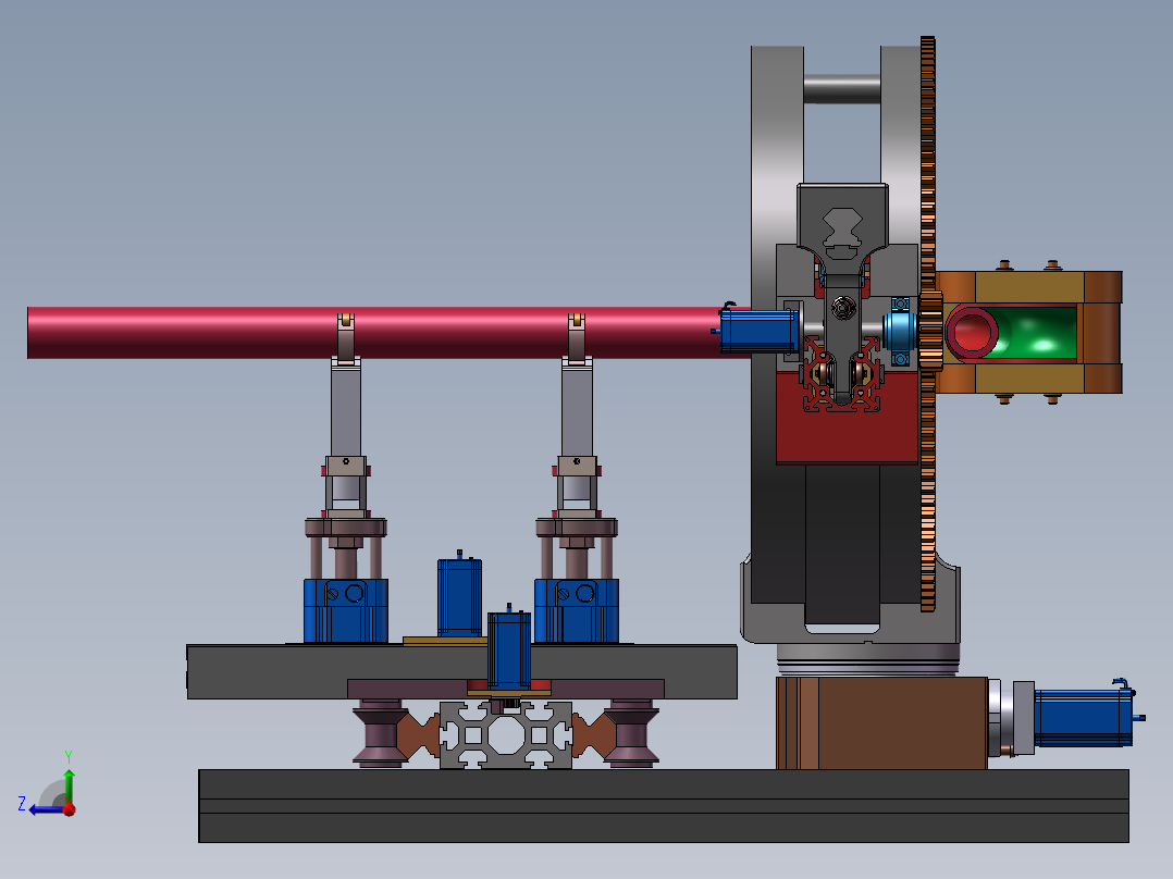 可编程半自动弯管机3D图纸H166右视图