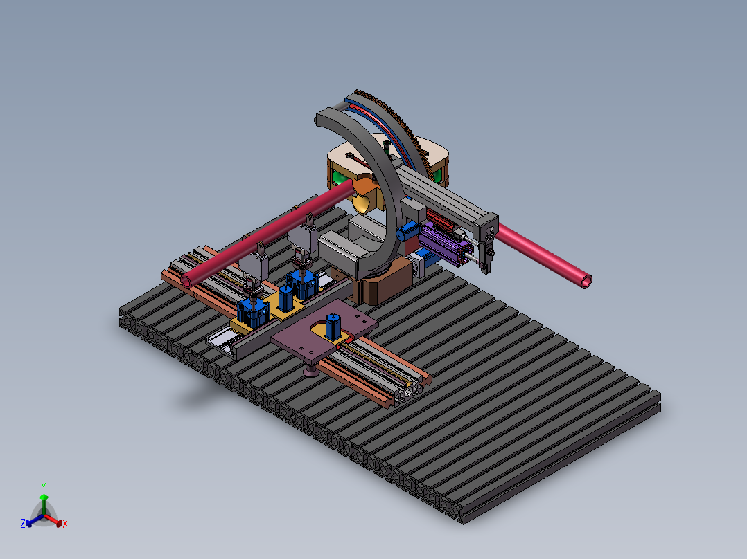 可编程半自动弯管机3D图纸H166正等轴测图