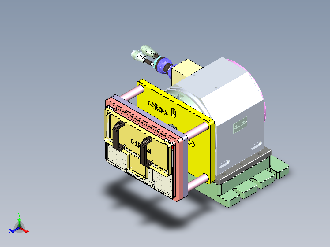 单机头四轴电脑外壳铣侧孔治具模型