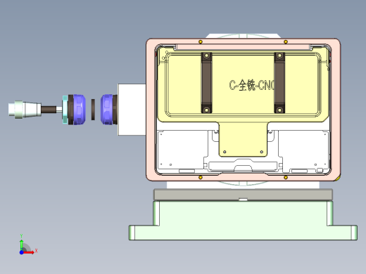 单机头四轴电脑外壳铣侧孔治具模型前视缩略图